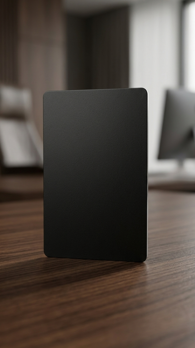 Edelstahl NFC Visitenkarte obsidian mattschwarz blank