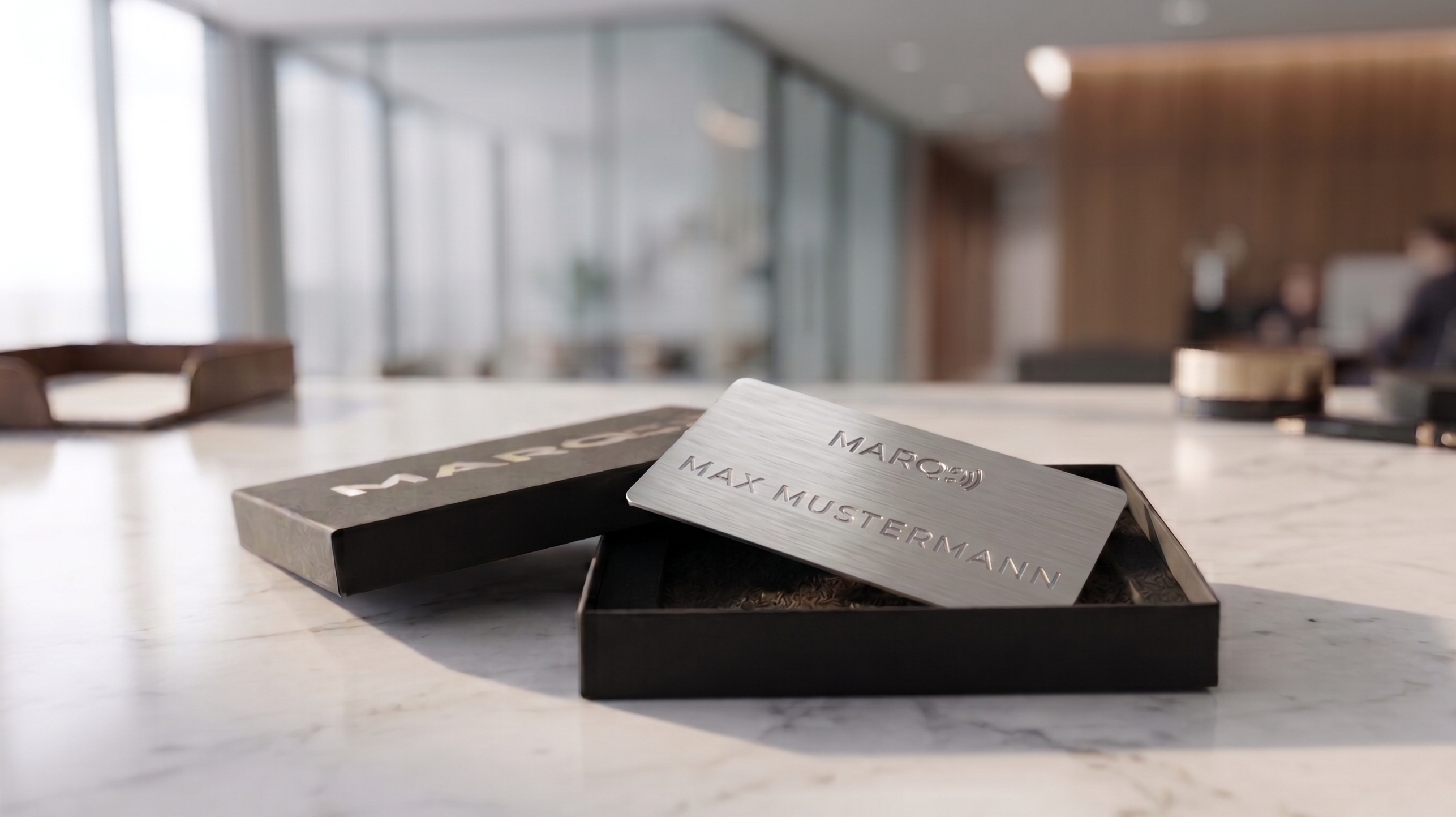 Edelstahl NFC Visitenkarte platinum silber